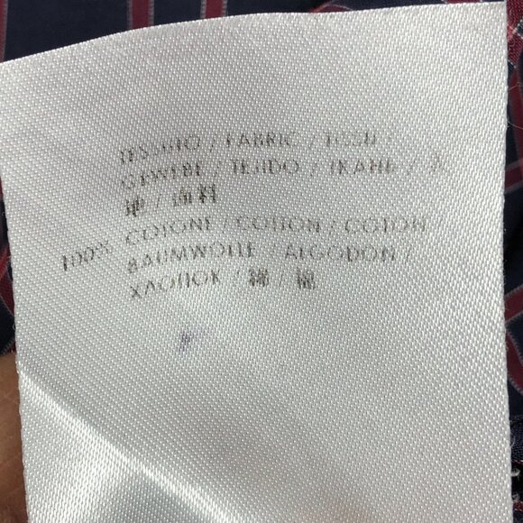 Gucci Men's Burgundy Plaid Checkered Long Sleeve Button Up Cotton Shirt size 17 - Picture 7 of 14